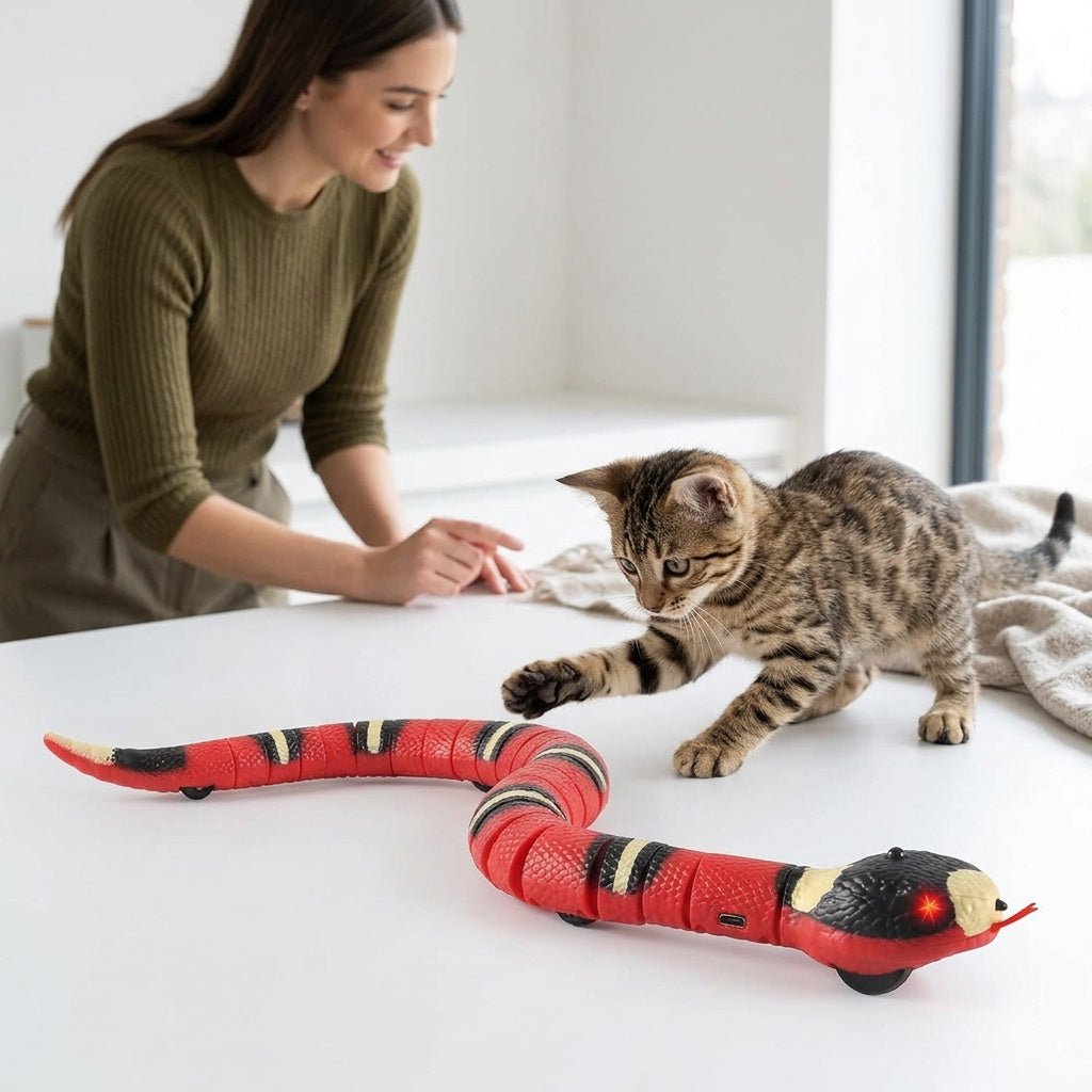 Smart Sensing Snake Toy for Interactive Pet Play